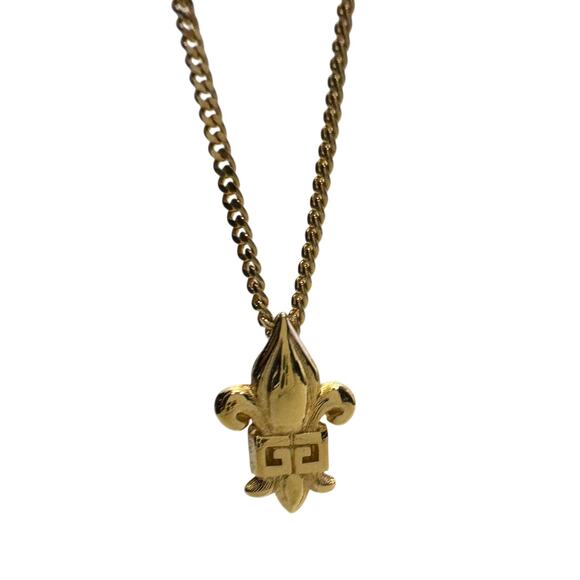 Vintage Givenchy Gold Plated Fleur-De-Lis Pendant Necklace - 15" - Picture 7 of 10
